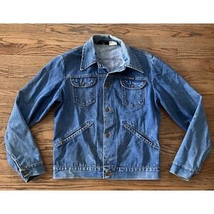 Vintage 1970s Wrangler 126MJ No Fault Denim Jacket Size‎ 42 Cowboy Trucker USA